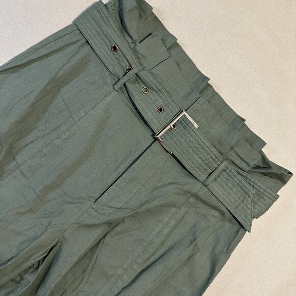 NWOT Showpo Kaori Belted Paper Bag Waist Utility Pants in Khaki Green - Size 8 - Picture 4 of 8
